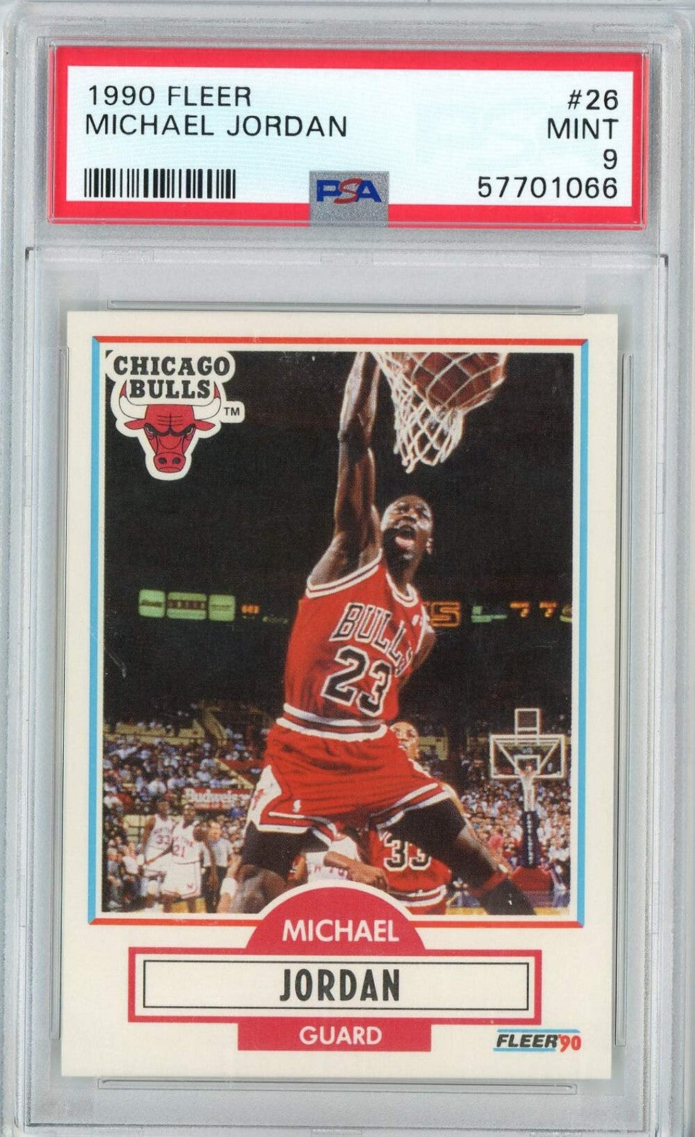 Graded 1990 Fleer Michael Jordan #26 Basketball Card PSA 9 Mint