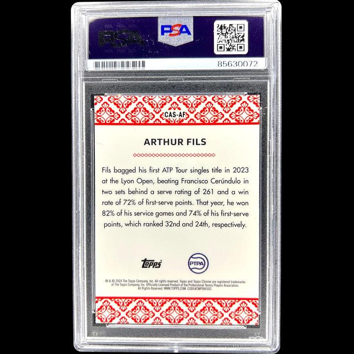 ARTHUR FILS SIGNED 2024 TOPPS CHROME TENNIS ACES CARD #CAS-AF AUTO PSA