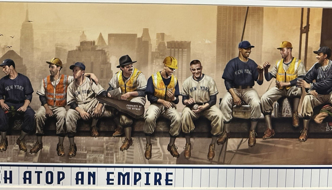 Yankees Lunch Atop Empire 24x8 Framed Litho Photo Jeter Mickey Mantle Babe Ruth