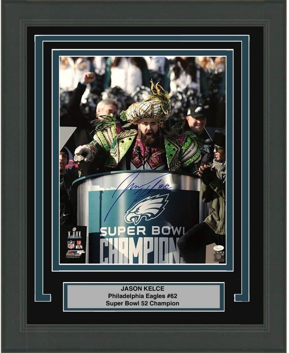 Framed Autographed Jason Kelce Eagles Parade Speech 16x20 Photo PSA COA