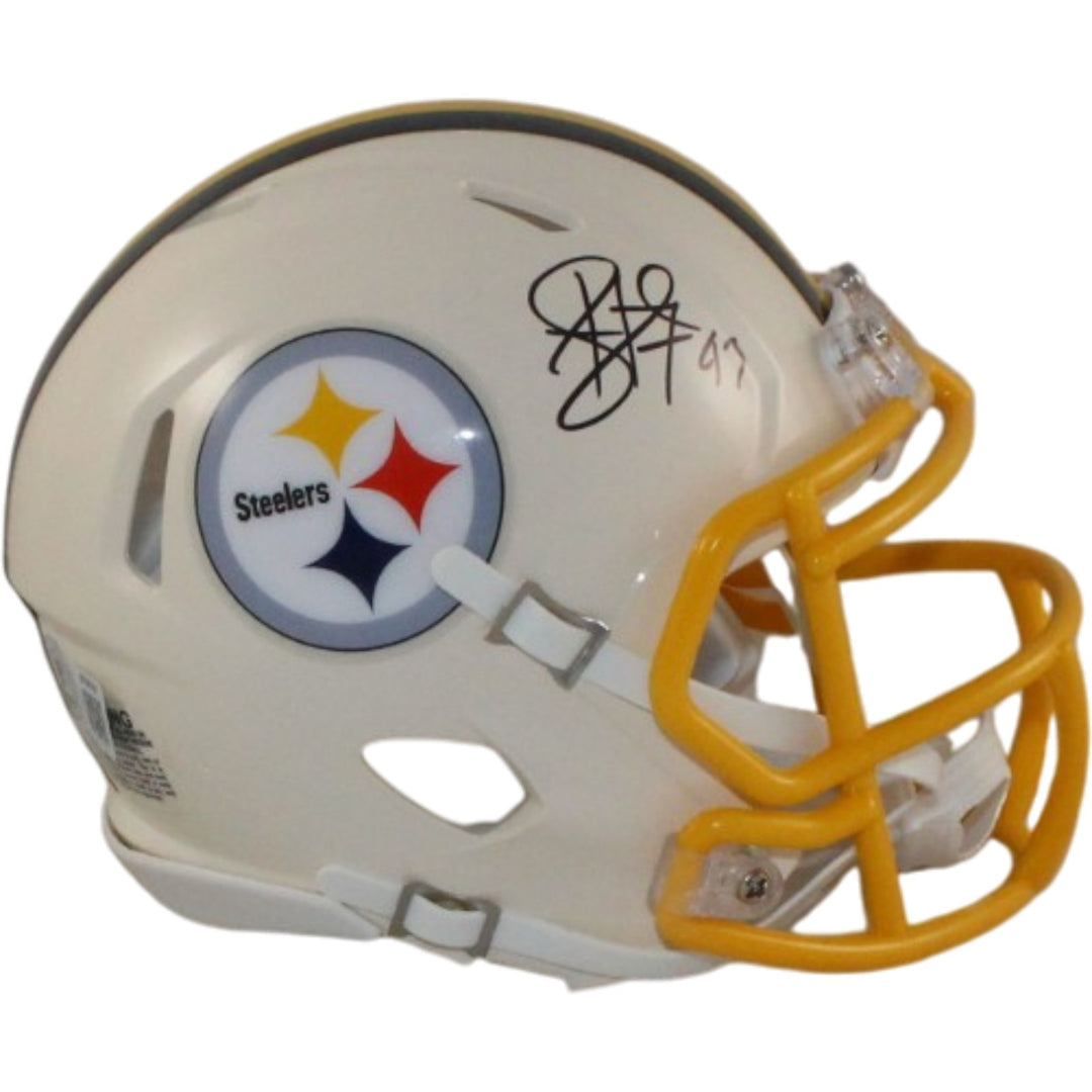 Troy Polamalu Autographed Pittsburgh Steelers Retro Mini Helmet Beckett 56182