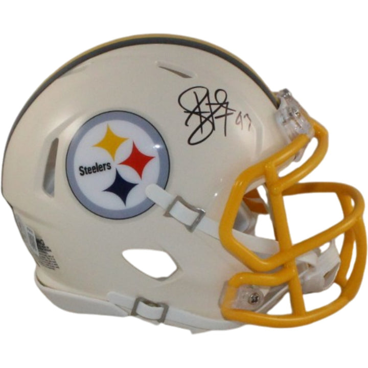 Troy Polamalu Autographed Pittsburgh Steelers Retro Mini Helmet Beckett 56182