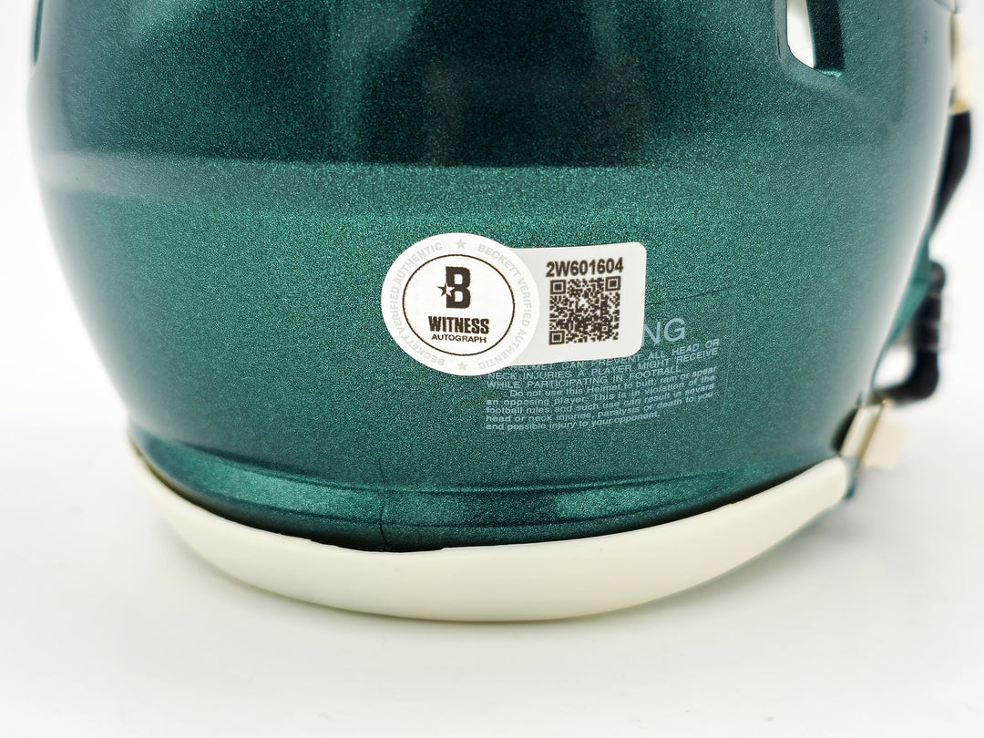Jalen Carter Auto Signed Philadelphia Eagles Green Speed Mini Helmet Beckett Wit