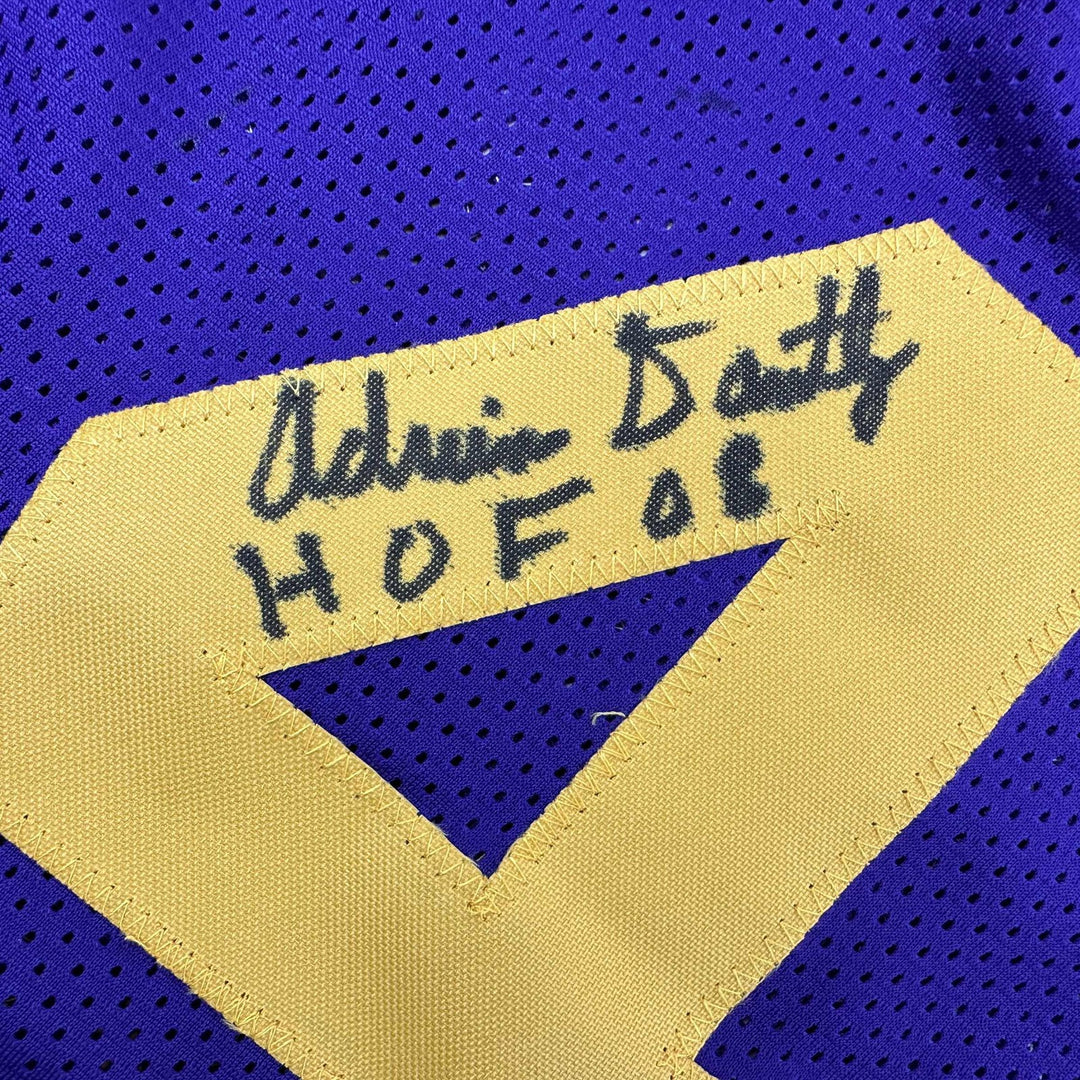 Autographed/Signed Adrian Dantley HOF 2008 Utah Purple Jersey Beckett BAS COA