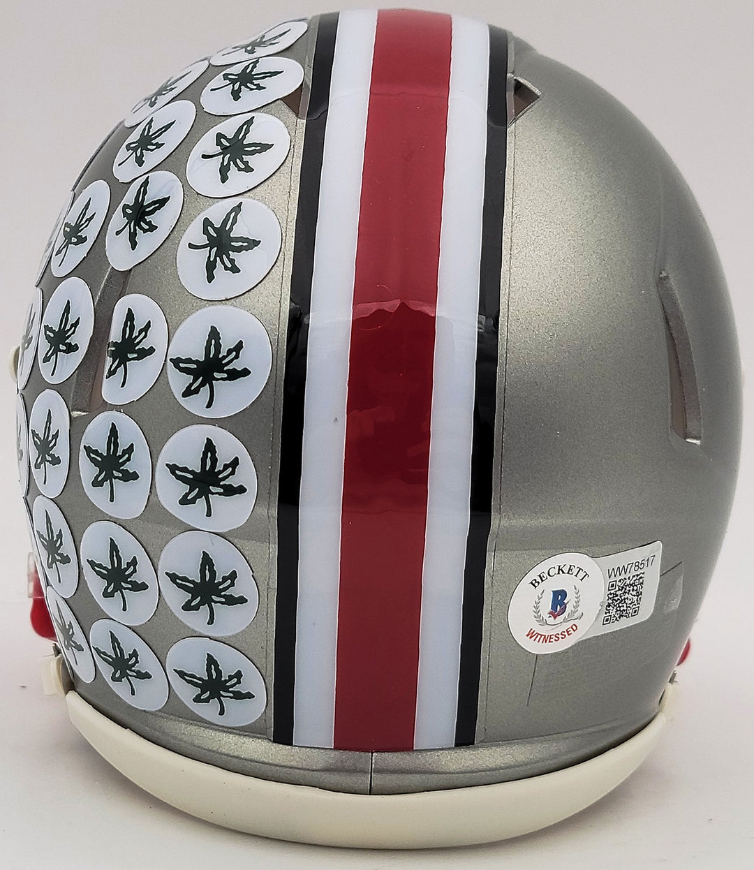 Denzel Burke Signed Ohio State Buckeyes Flash Gray Speed Mini Helmet Beckett