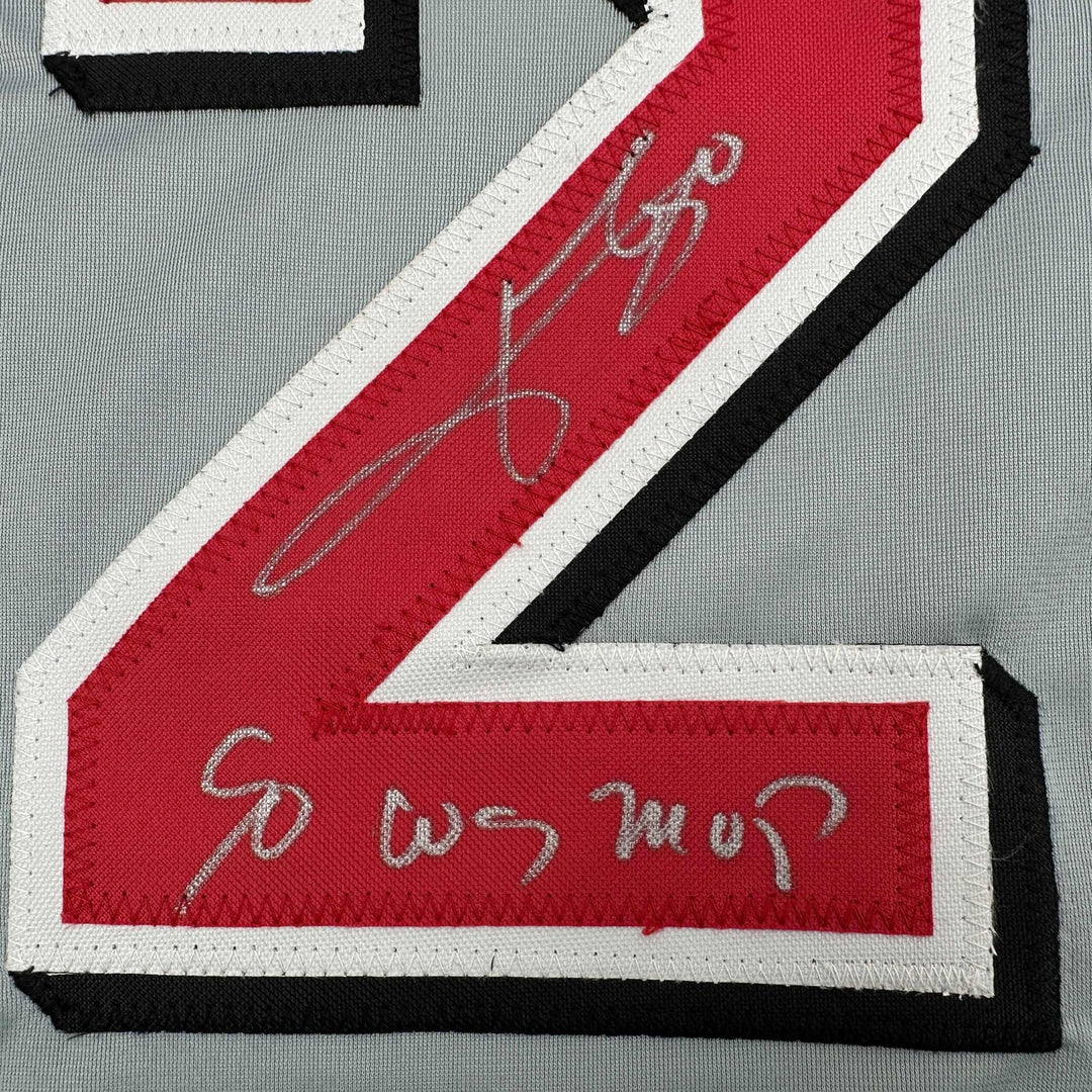 Autographed/Signed Jose Rijo 90 WS MVP Cincinnati Grey Jersey Beckett COA