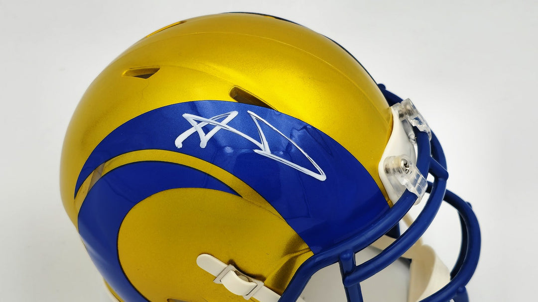 Aaron Donald Signed Los Angeles Rams Flash Yellow Speed Mini Helmet Beckett Wit