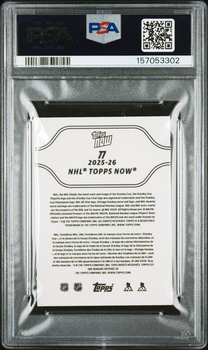 Graded 2025 Topps Now Matthew Schaefer #77 Rookie RC Card PSA 10