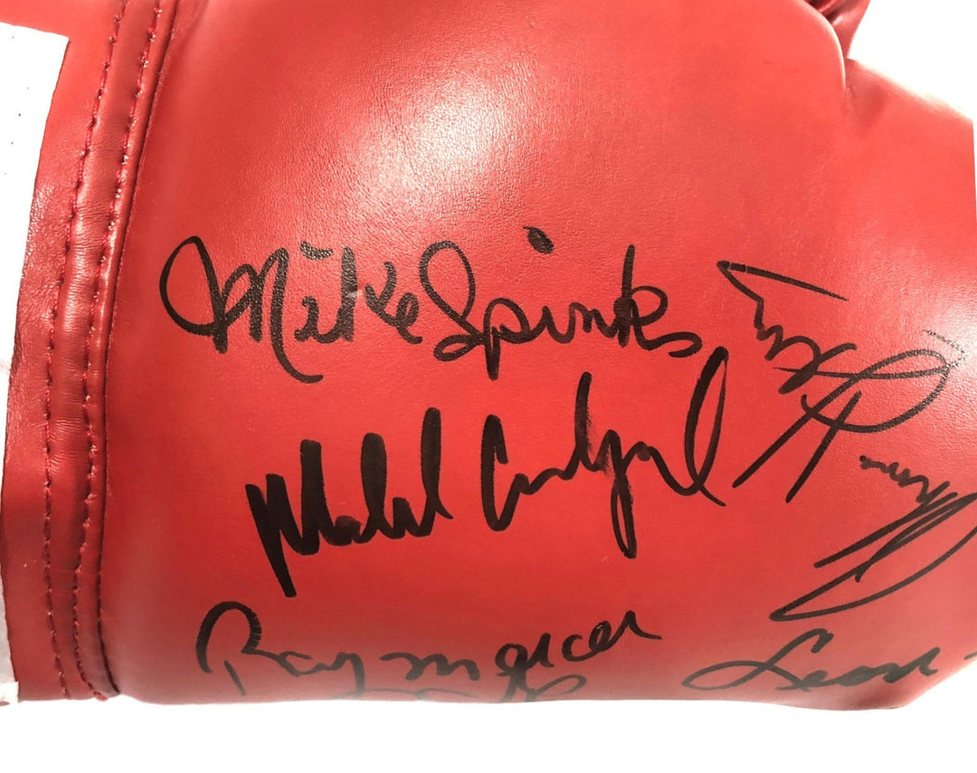 Boxing Legends Multi Signed Glove Hearns Spinks Carbajal Mercer Autograph JSA