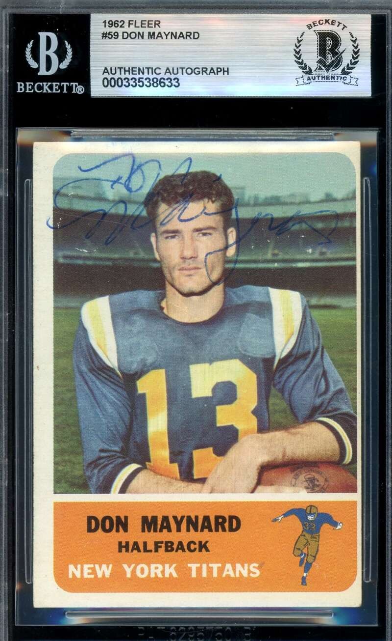 Don Maynard Beckett BAS Vintage Signed 1962 Fleer Autograph