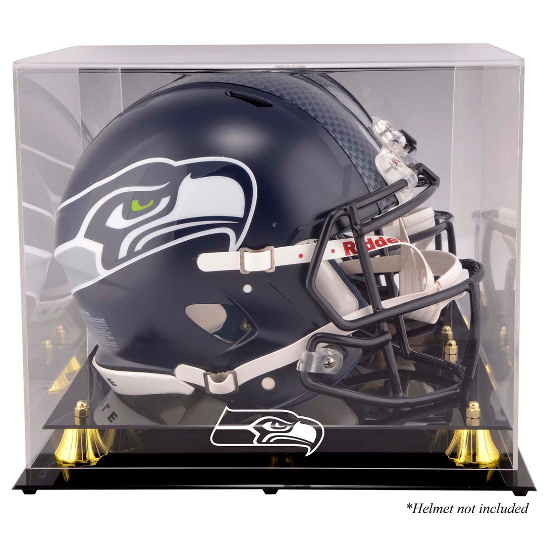 Seahawks Black Base/Gold Risers Full Size Helmet Display Case (Mirror) – CollectibleXchange