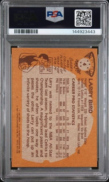 Graded 1981 Topps Larry Bird #4 2nd Year Basketball Card PSA 6 EX-MT