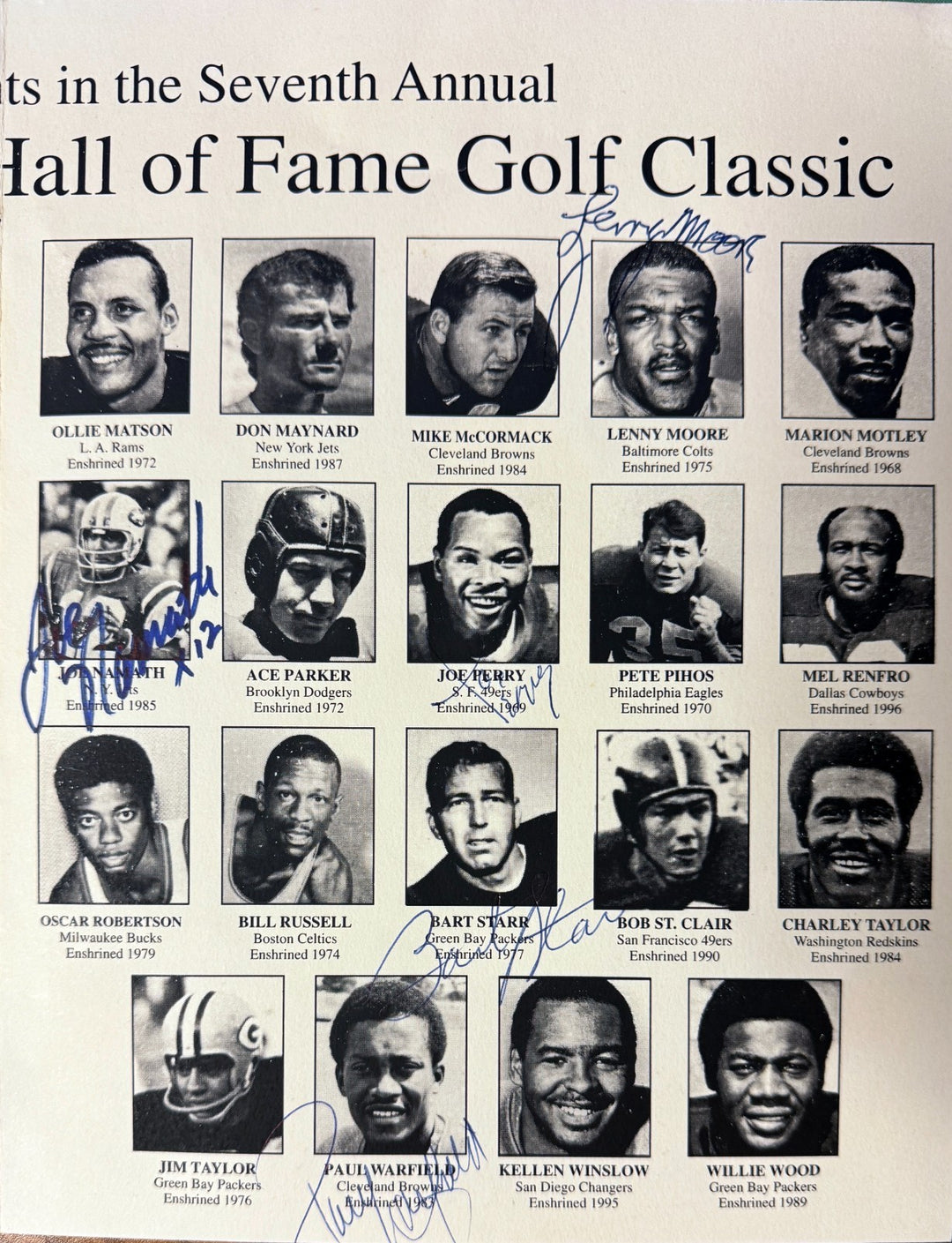 Mitchell 1987 NFL Signed HOF Golf Program 11 sig -Beckett STARR/NAMATH/JIM BROWN