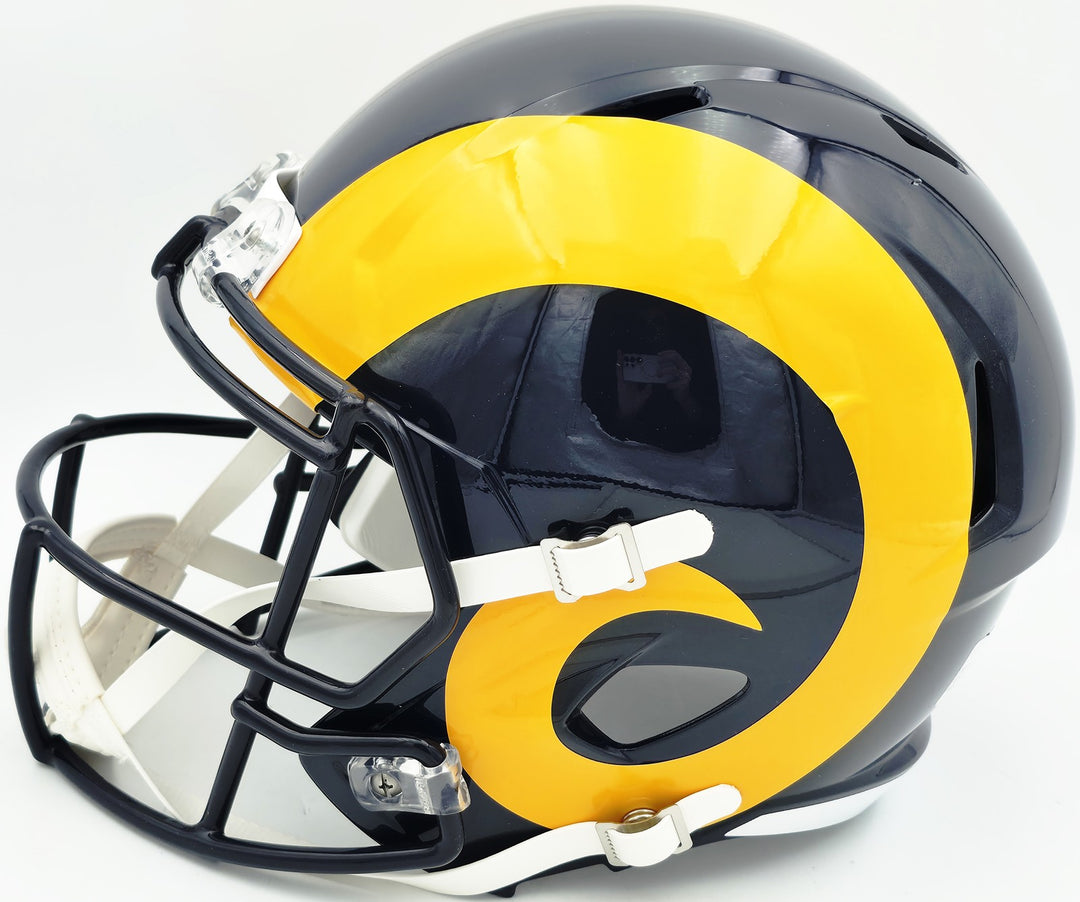 Aaron Donald Auto Rams Blue 1981-99 Full Size Speed Replica Helmet Beckett Wit