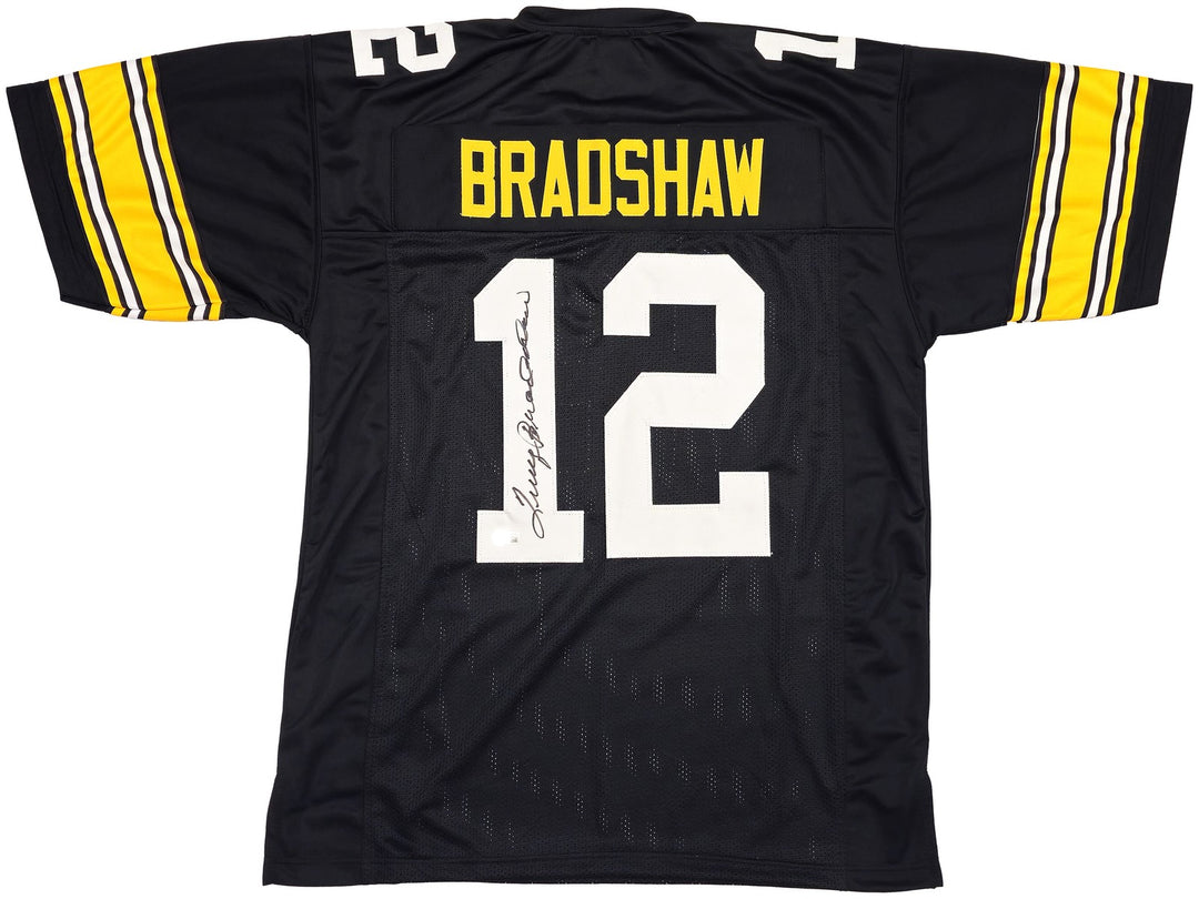 Pittsburgh Steelers Terry Bradshaw Signed Black Jersey Beckett Witness
