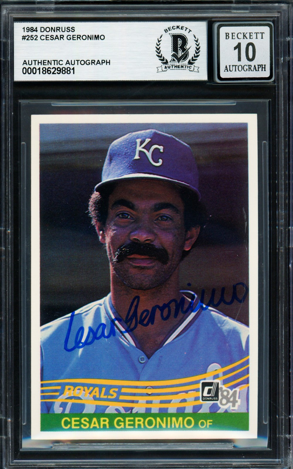Cesar Geronimo Signed 1984 Donruss Card 252 Royals Auto GM 10 Beckett #18629881