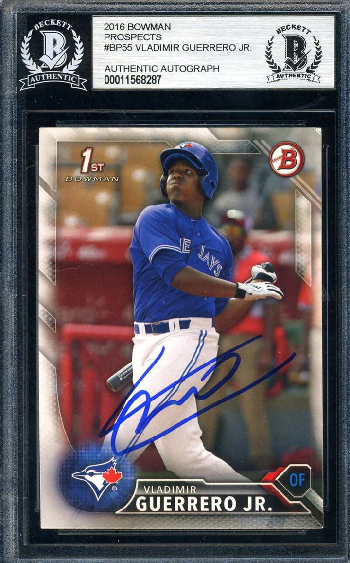 Vladimir Guerrero Jr Beckett BAS Signed 2016 Bowman Prospects Rookie Autograph