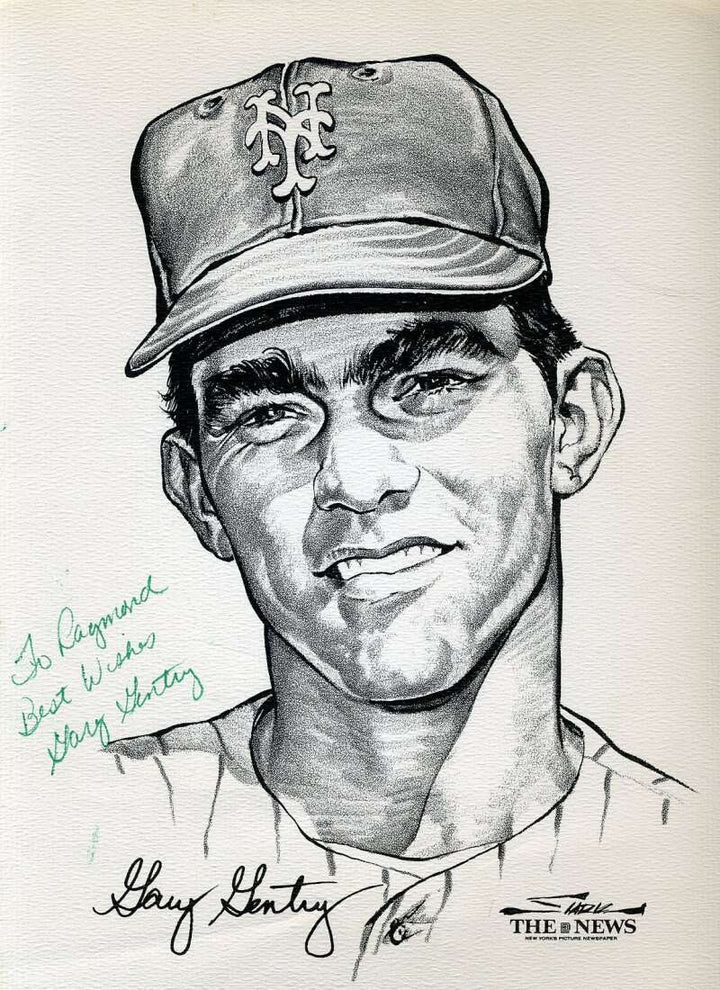 Gary Gentry JSA Signed  1969 NY Mets Daily News Portfolio Photo Autograph
