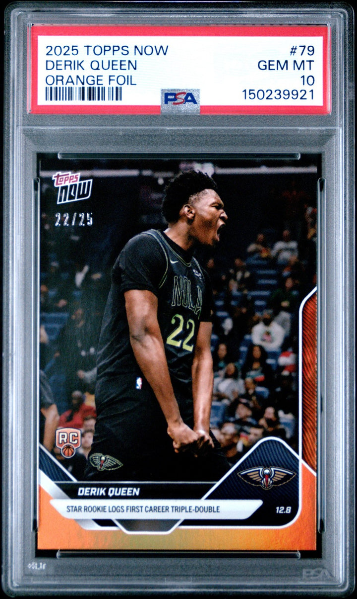 Graded 2025 Topps Now Derik Queen #79 Orange Foil /25 Rookie RC Card PSA 10 Mint