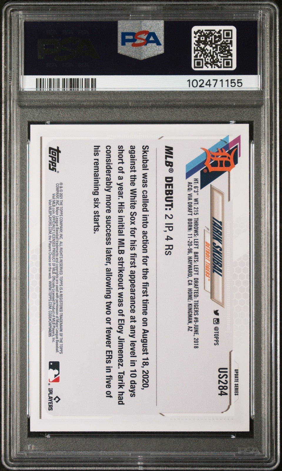 Graded 2021 Topps Update Tarik Skubal #US284 Rookie RC Baseball Card PSA 10