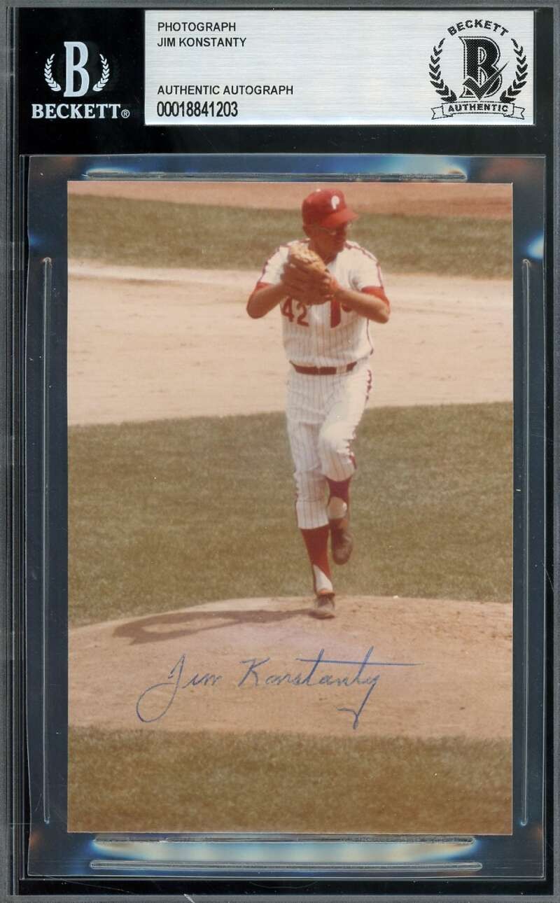 Jim Konstanty Beckett BAS Signed Original 4x5 Photo Autograph