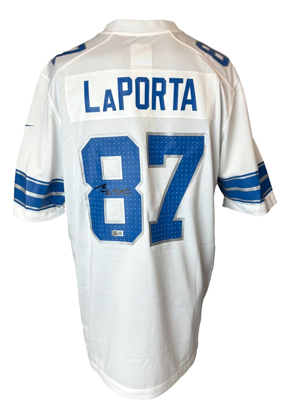 Sam LaPorta Signed Detroit Lions White Nike Game Replica Jersey BAS ITP