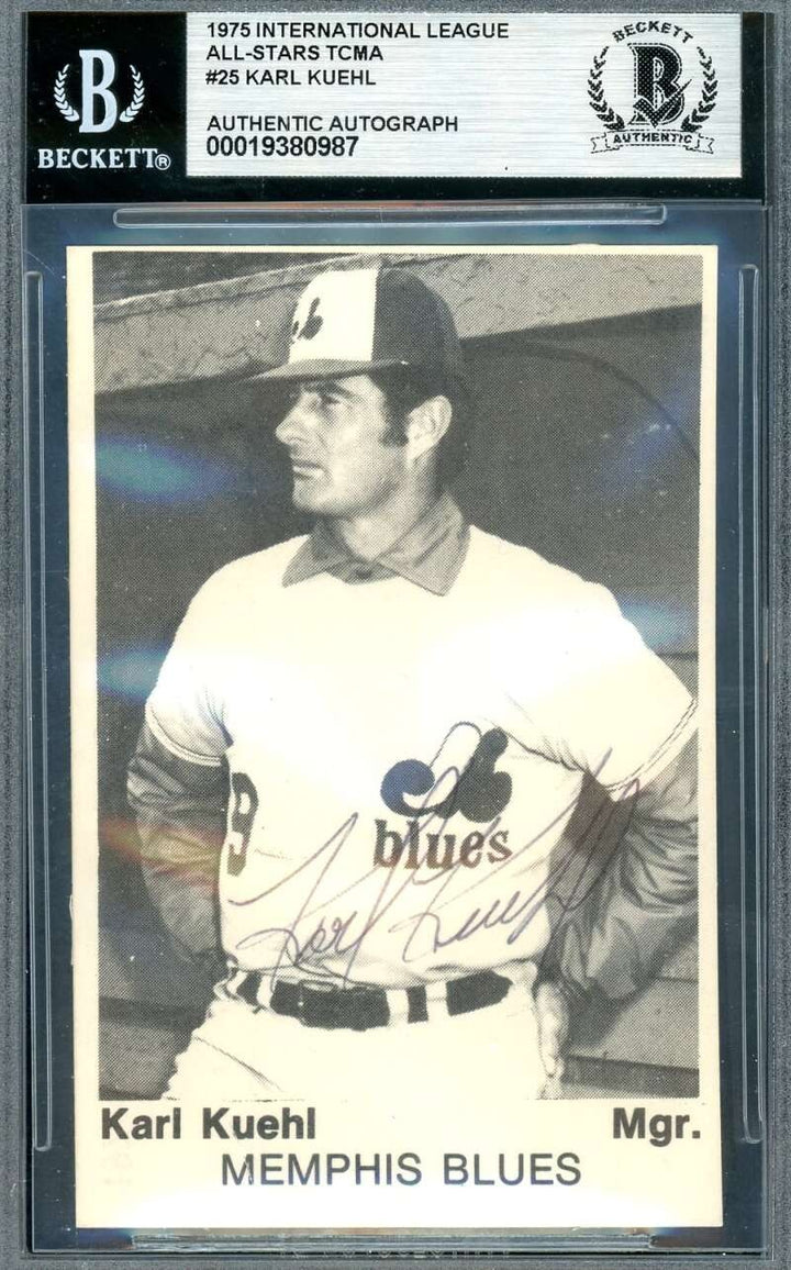 Karl Kuehl Beckett BAS Signed 1975 TCMA International League Memphis Autograph