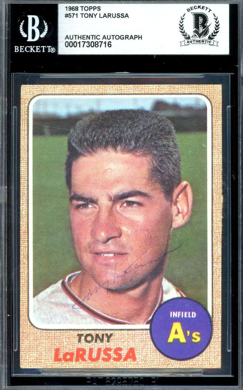 Tony LaRussa Beckett BAS Signed 1968 Topps Autograph