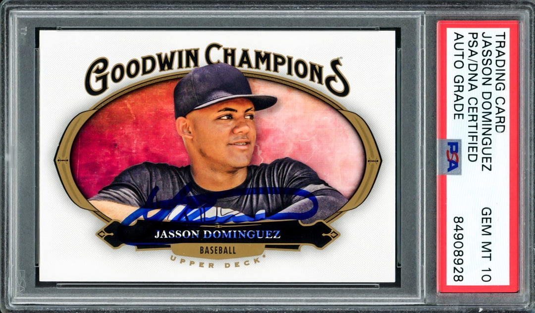 Jasson Dominguez Auto 2020 Upper Deck Goodwin Champions RC 95 Yankees Sig 10 PSA