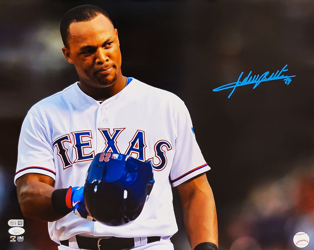 Adrian Beltre Autographed Signed 16x20 Photo Texas Rangers Helmet Tip JSA