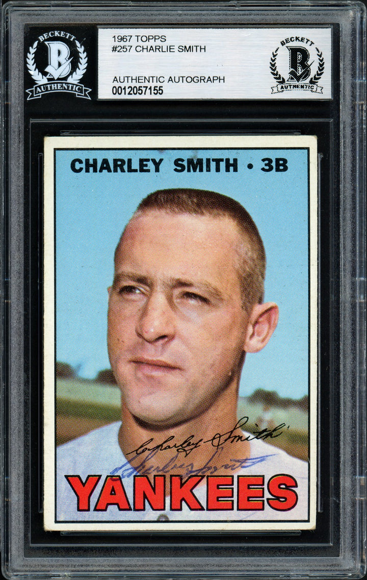 Charlie Smith Signed 1967 Topps Card #257 New York Yankees Beckett BAS #12057155