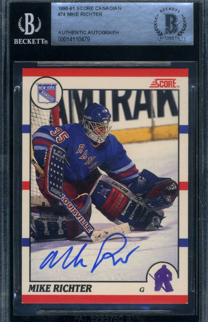 Mike Richter Beckett BAS Signed 1990-91 Score Canadian Rookie Autograph