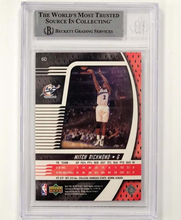 1998-99 Upper Deck Ionix #60 Mitch Richmond signed card auto Wizards Beckett BAS