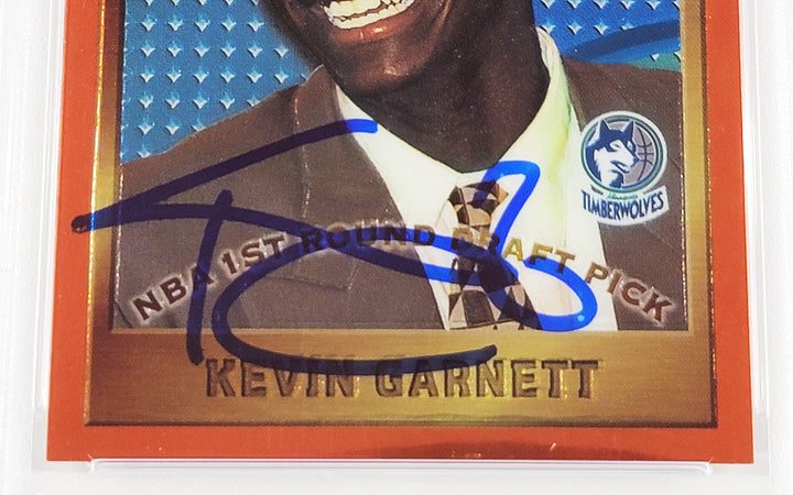 Kevin Garnett Auto 1995 Topps Finest RC 115 Timberwolves PSA 8 Auto 10 PSA/DNA