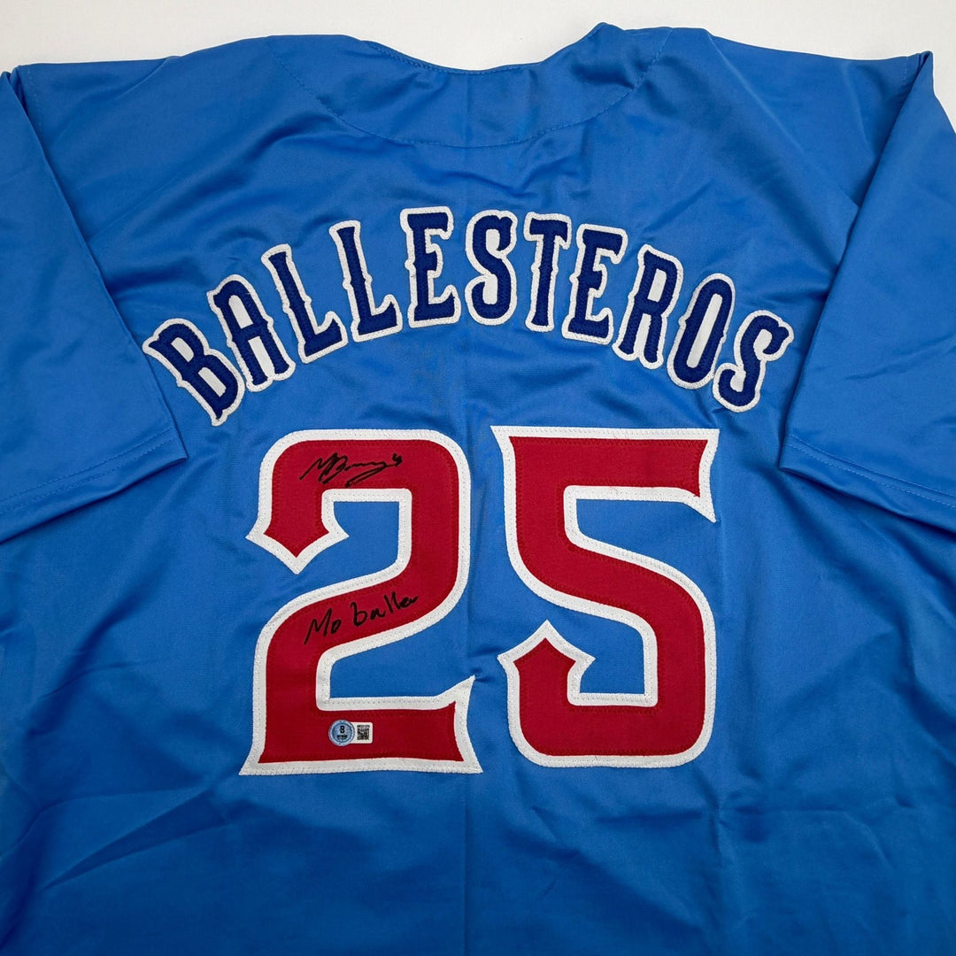 Autographed/Signed Moises Ballesteros Chicago Blue CC Jersey Beckett COA