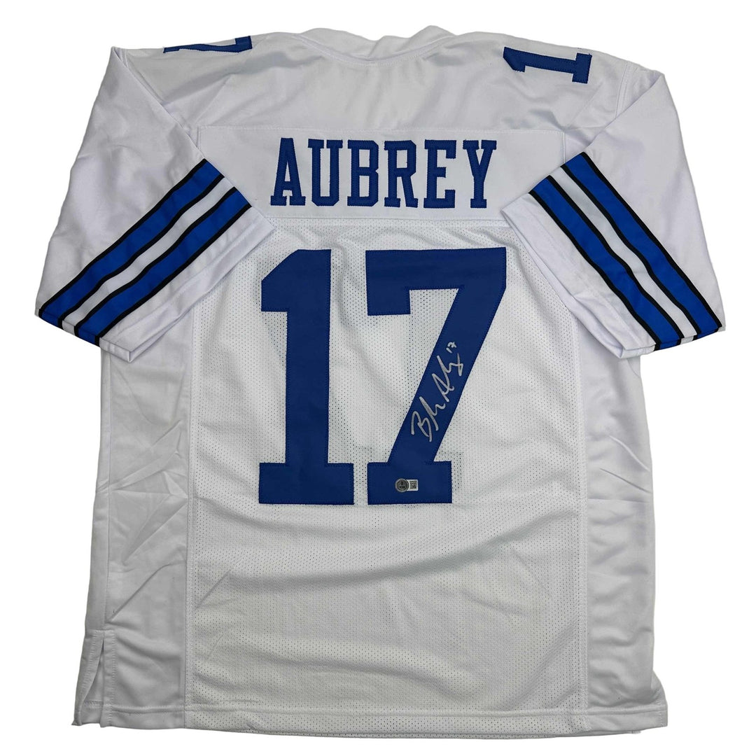 Autographed/Signed Brandon Aubrey Dallas White Jersey Beckett BAS COA