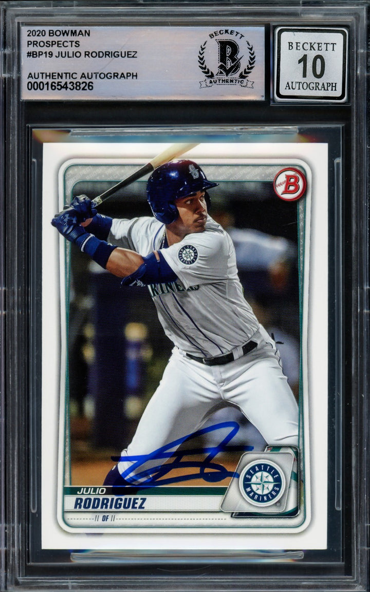 Julio Rodriguez Signed 2020 Bowman Prospects RC BP19 Mariners Auto GM 10 Beckett
