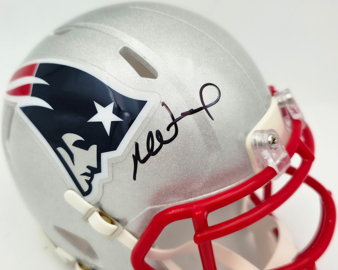 Mike Vrabel Signed Patriots Silver Speed Mini Helmet JSA Witness