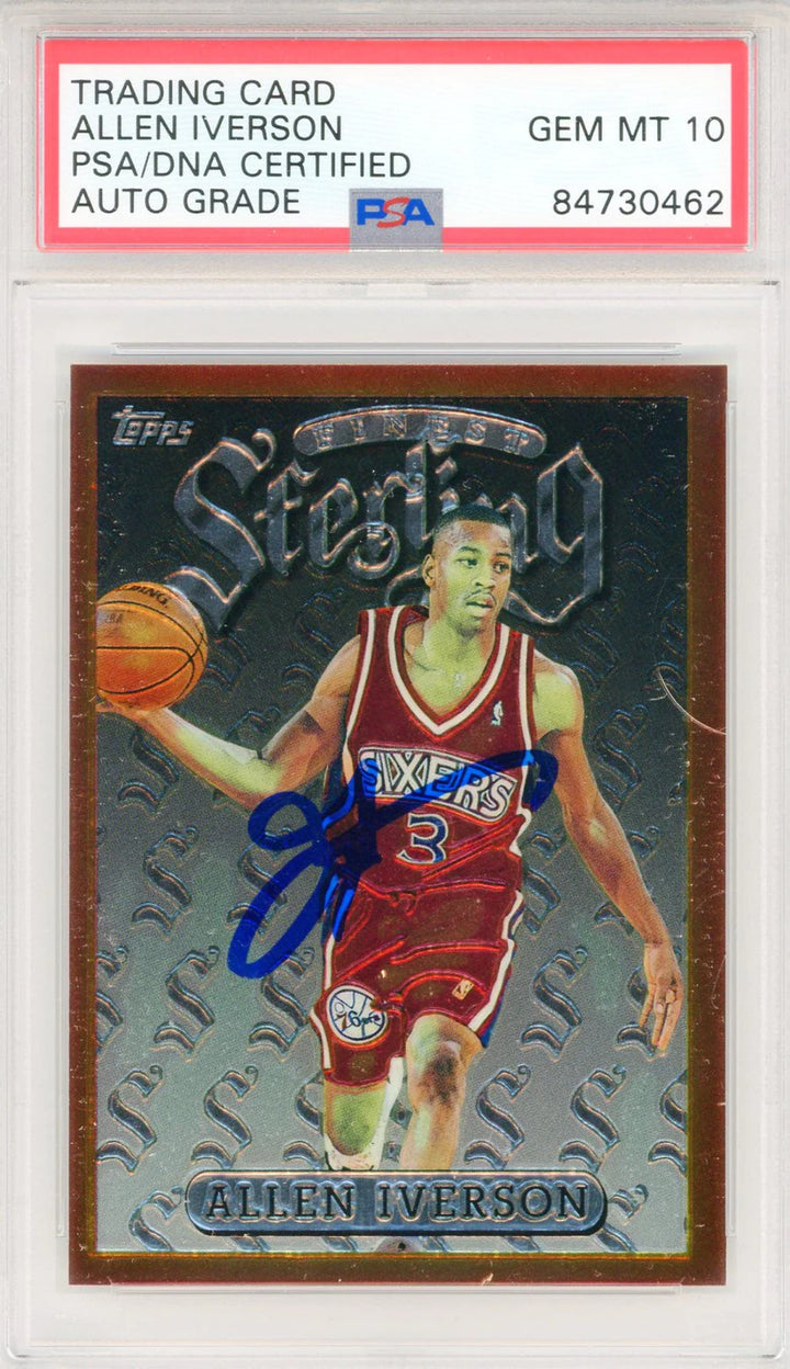 Allen Iverson Autographed 1997 Topps Finest Sterling Card #240 (PSA Auto Gem Mt
