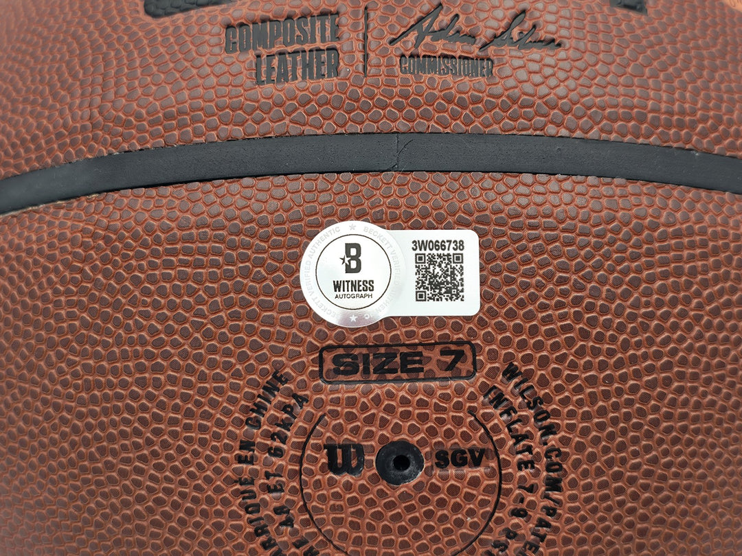 Allen Iverson Auto Signed Composite Leather 76ers Logo Basketball Beckett Wit