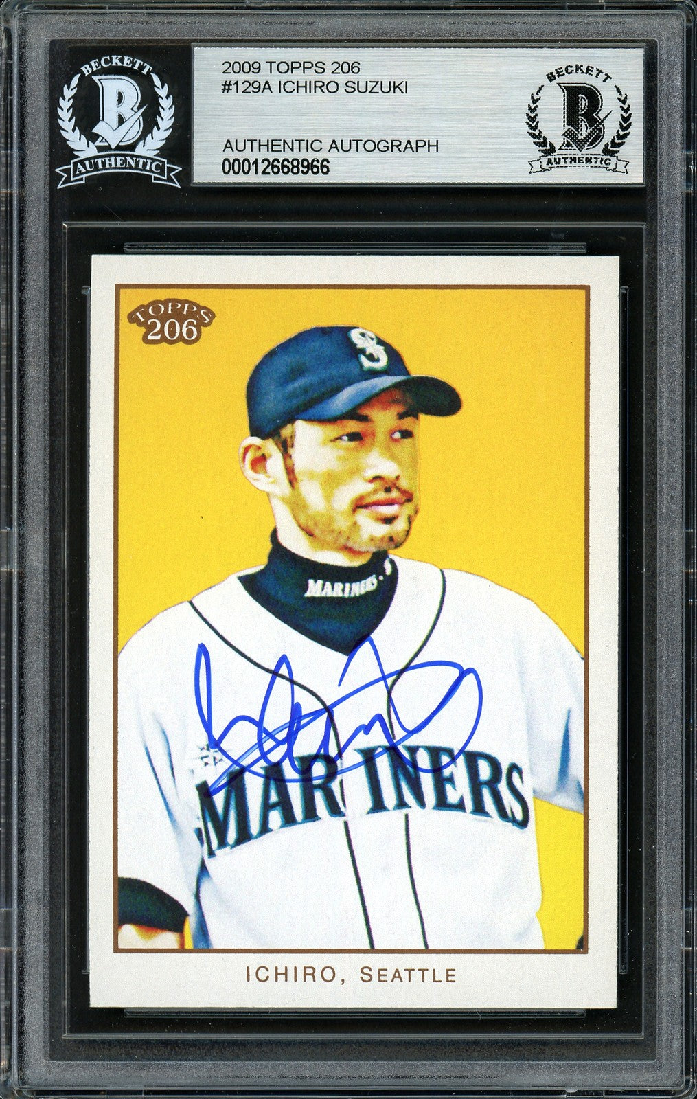 Ichiro Suzuki Signed 2009 Topps 206 Card 129 Seattle Mariners Beckett
