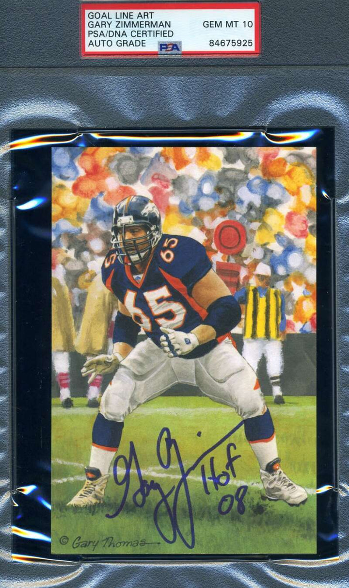 Gary Zimmerman Gem Mint 10 PSA DNA Slabbed Signed Goal Line Autograph GLAC
