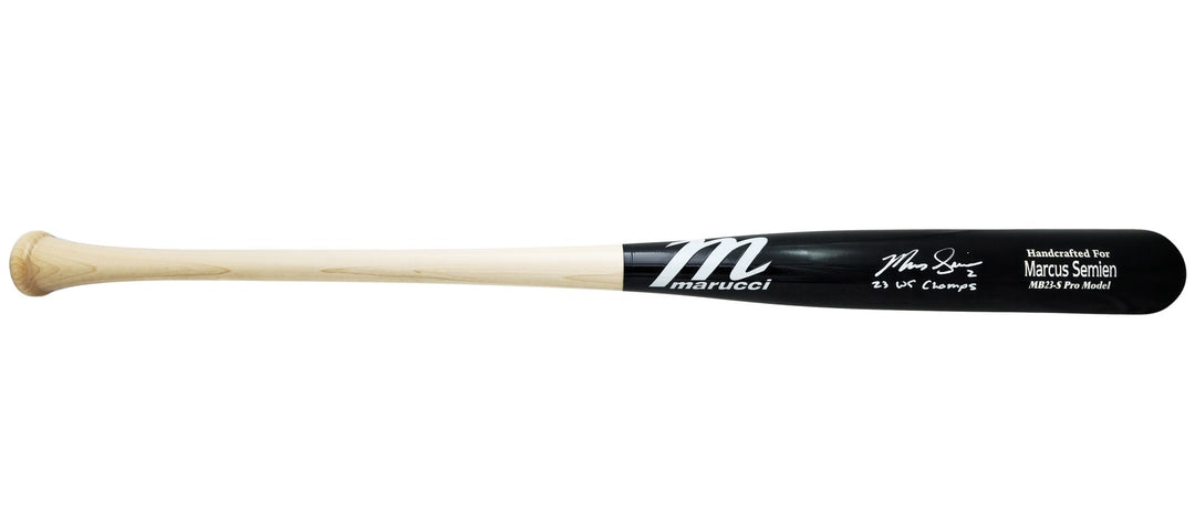 Marcus Semien Auto Black Marucci Player Model Bat Rangers 23 WS Champ Beckett