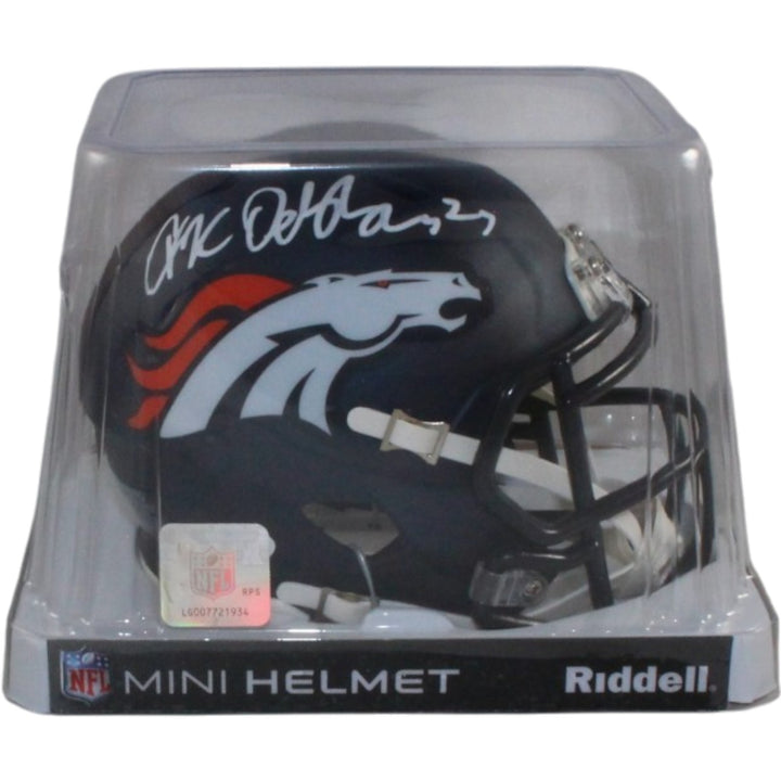 JK Dobbins Autogrraphed/Signed Denver Broncos Speed Mini Helmet JSA 57169