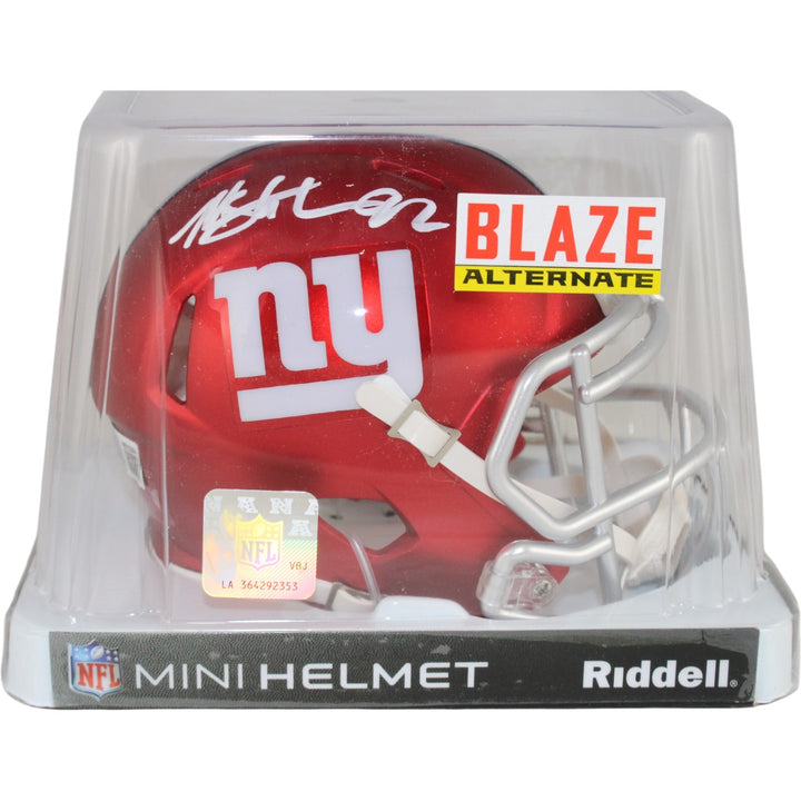 Michael Strahan Autographed New York Giants Blaze Mini Helmet Beckett 53892