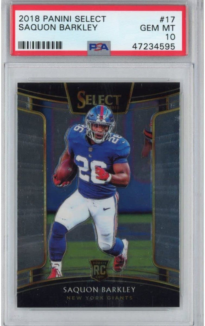 Graded 2018 Panini Select SAQUON BARKLEY #17 Rookie RC Football Card PSA 10 Mint