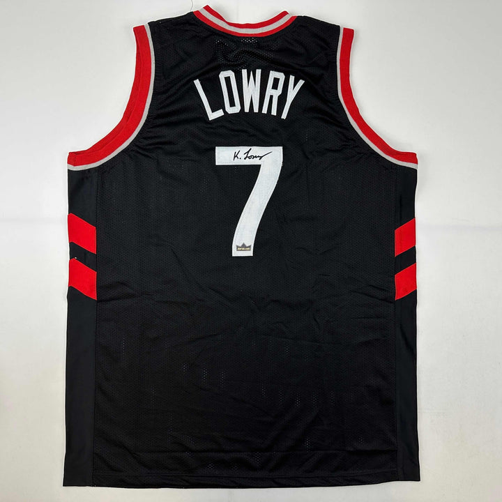 Facsimile Autographed Kyle Lowry Toronto Black Reprint Jersey Size Men's XL