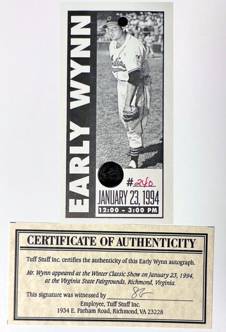 Early Wynn signed Cleveland MLB 300th Victory 8x10 Photo/Card Framed- COA/Ticket