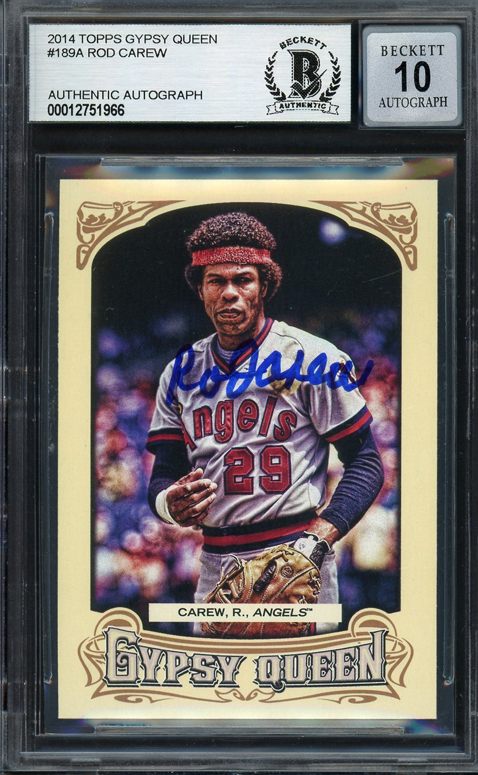 Rod Carew Auto 2014 Topps Gypsy Queen Card 189 California Angels Sig 10 Beckett
