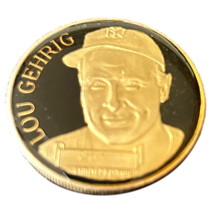 Rare Lou Gehrig 24k Gold with Black Enamel Bronze Coin Collectible